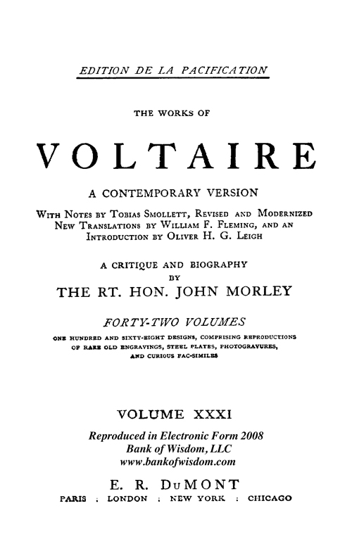 (image for) The Works of Voltaire, Vol. 31 of 42 vols + INDEX volume 43 - Click Image to Close